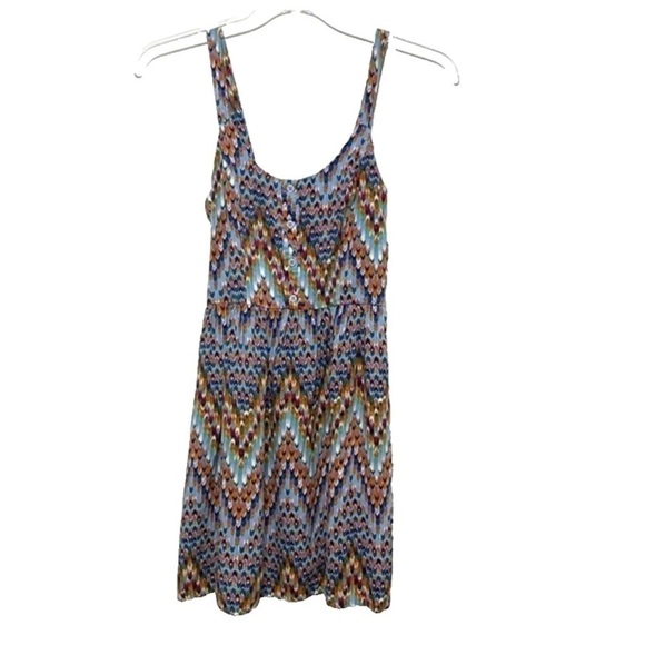 Xhilaration Blue & Orange Patterned Tank Top Summer Dress Size Medium - Picture 1 of 6